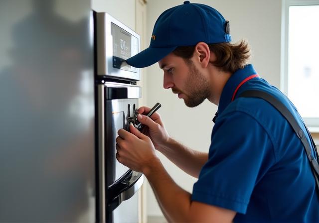 Juruteknik melakukan pembaikan alat dapur selepas jaminan